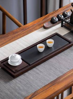 盘具客厅家用茶干海电木HKI款茶托盘泡台乌金石小号茶茶台户外排