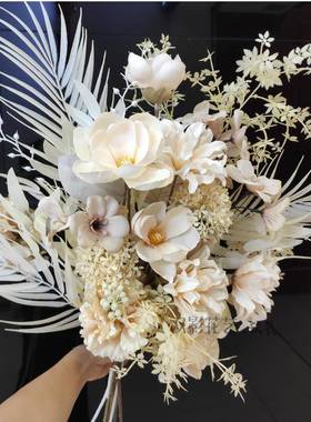 手札束捧花仿影真花把摄装饰配饰手捧花色粉色紫色白秋XOP色花束