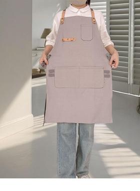 定制灰色四合扣尚挂脖款时尚餐浅厅围裙全身服务GMG餐厅防污时围