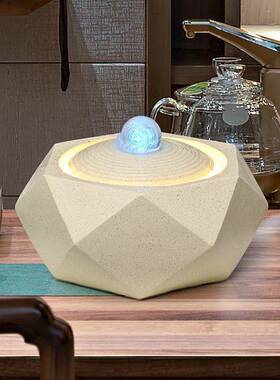 现代轻奢流水客厅电视柜桌面简球喷泉办公室环极简约YYY风循水风