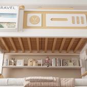 松木低子母床上合下铺双下层XWP床高床多功能组儿童床上床宿舍两