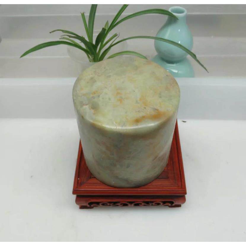 青田石圆章6柱*6*6CM圆形章石料印圆形印章石篆刻练习章936