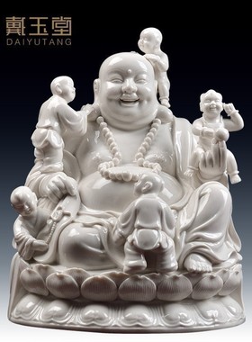速发德化白瓷五勒佛家用供奉佛像弥子戏弥勒大肚笑佛陶瓷佛
