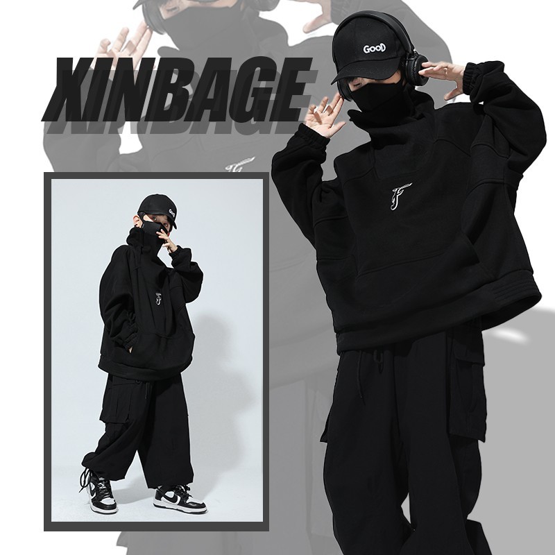 速发童舞儿童潮服街曳步舞街出服嘻哈风男孩童演酷帅hiphop套装