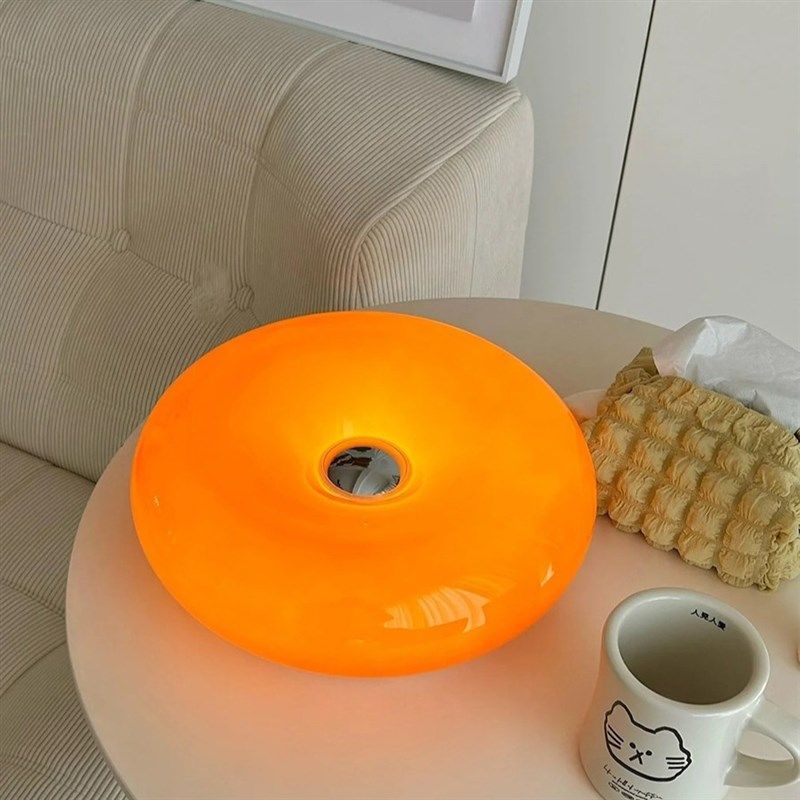 速发包璃斯台卧旺布利甜甜圈壁灯灯室触摸橘色玻豪床头氛围灯