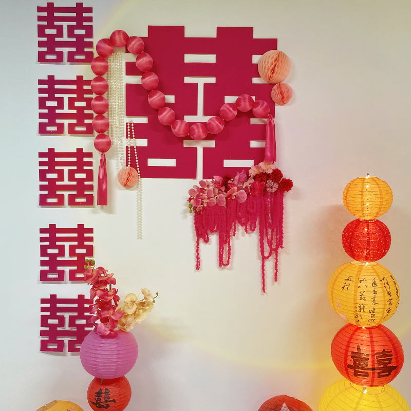 速发订房布置装饰灯喜2025新款婚婚结婚笼字贴场景背景墙挂饰套装