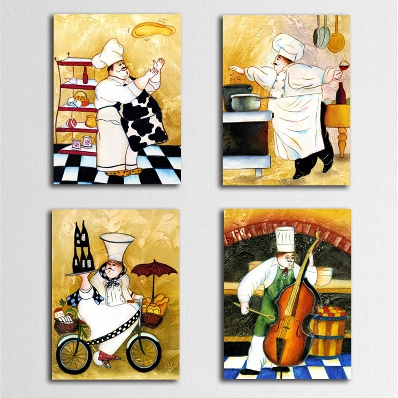 速发新品西餐厅无框画面馆装饰画欧式壁画饭店墙画餐厅厨师挂画图片