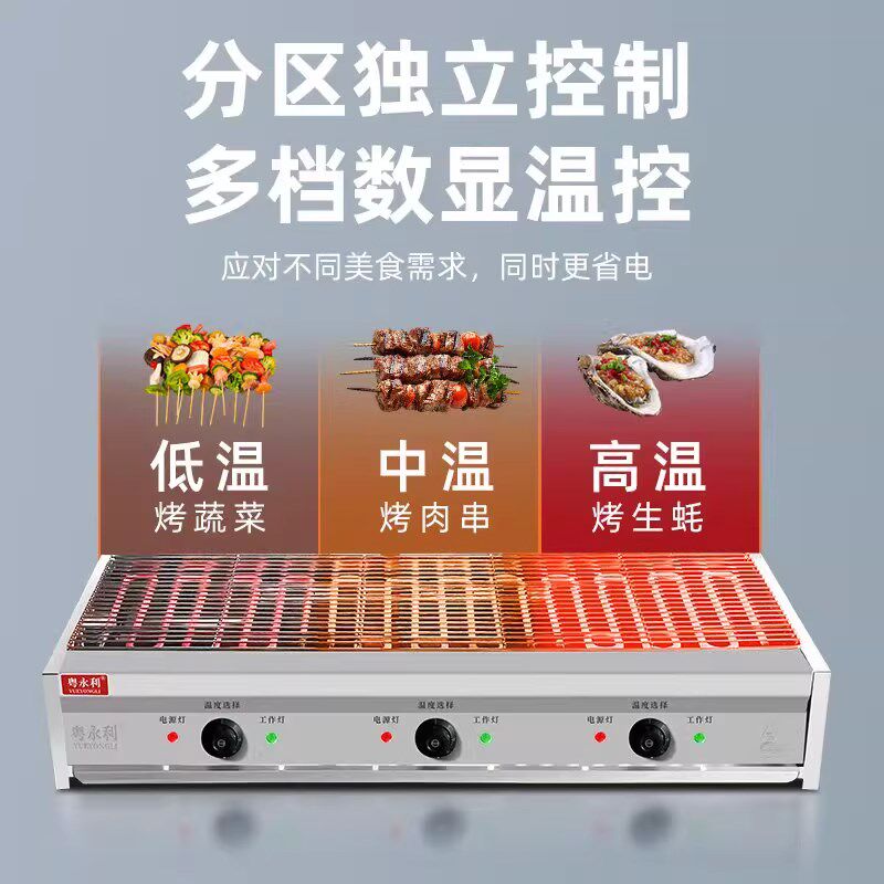 粤永利无烟电烧烤炉商用电烤面筋烤炉烤生L蚝羊肉串扇贝鸡翅烤串