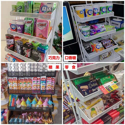 超市收银台前f小货架子便利店口香糖展示架吧台零食置物架桌面蜜