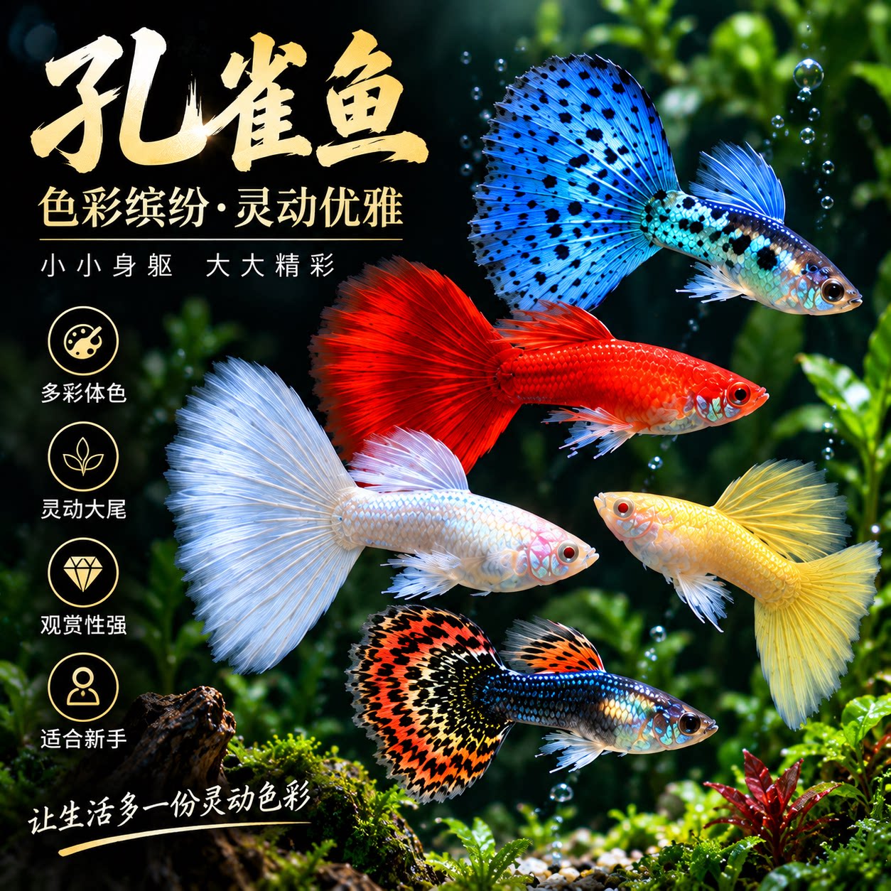 孔雀热带观赏鱼苗淡水冷水小型小鱼好养耐活耐养金鱼凤尾斑马活鱼