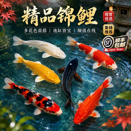 顺丰纯种锦鲤活鱼观赏鱼小型红白冷水淡水鱼草金鱼好养耐活活体鱼
