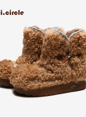 OICIRCLE增高6CM毛毛靴刺绣保暖棉鞋雪地靴冬天穿防寒防水防滑靴
