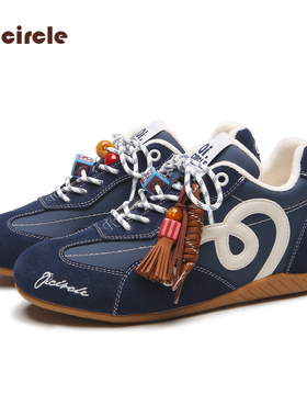 【内增高6CM】加绒原创冬款蓝色赛车厚底反绒休闲德训鞋