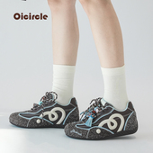 OICIRCLE 复古紫色赛车厚底反绒休闲德训鞋 内增高6CM 原创新款