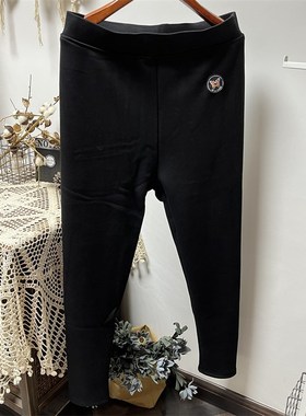 店主自留43f0克新款女胖m特大码黑色显瘦加绒保暖打底裤2尺4-4尺5