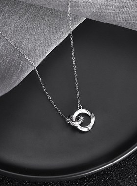 莫比乌斯环银项链轻奢小众环环相扣锁骨链2022年新款女设计感