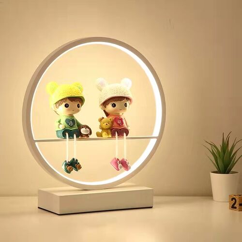 北欧网红圆环台灯禅意卡通艺术LED灯复古客厅现代卧室床头书桌灯