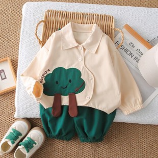 1一3岁宝宝秋装 套装 外穿衣服潮 洋气衬衣两件套儿童衬衫 男童春秋季