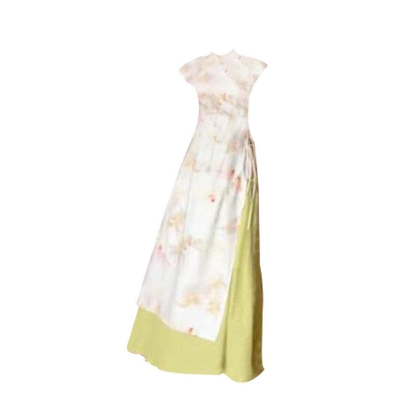 大码胖妹妹新中式国风旗袍裙子+半身裙两件套女夏季显瘦遮肉套装