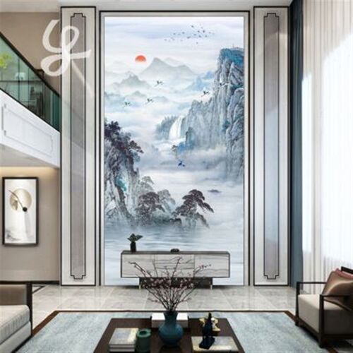 别墅轻奢简约电视背景墙壁纸客厅挑高复式楼沙发壁布墙纸壁画墙布