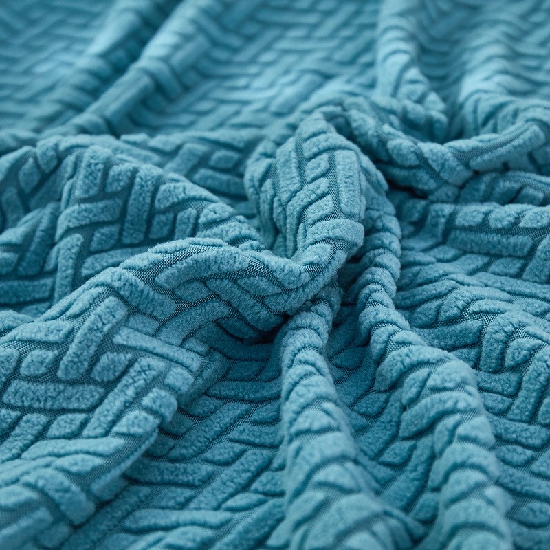 220g抽条摇粒绒涤氨混纺玉米格面料沙发布料靠枕秋冬布料现货供应