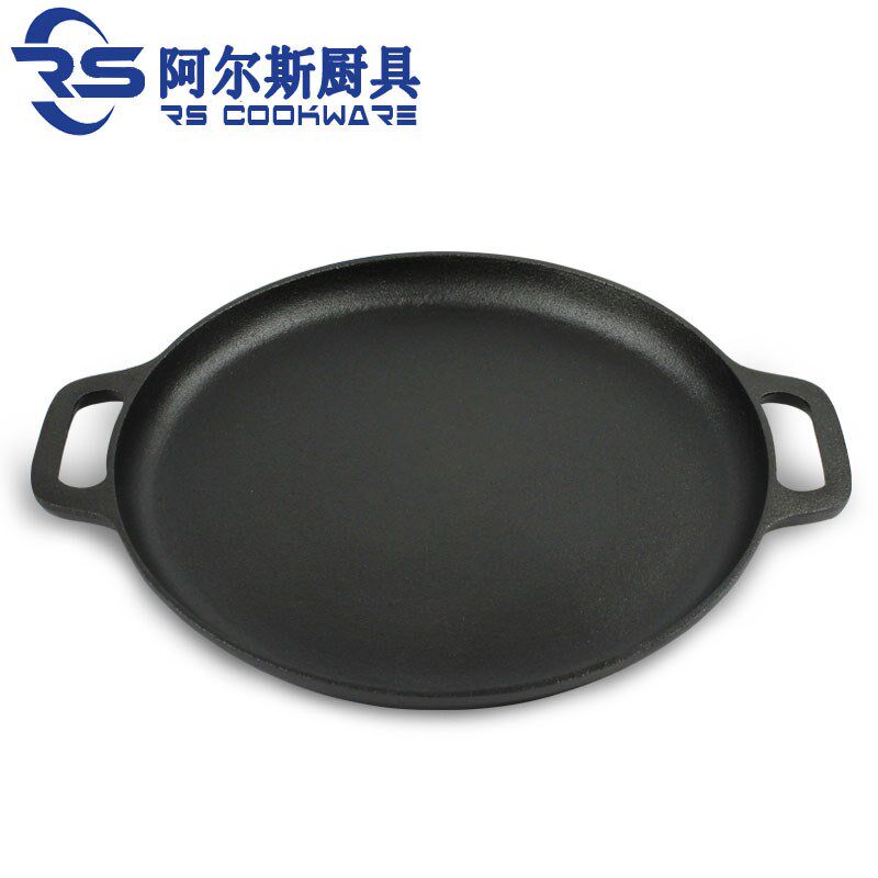 阿尔斯铸铁平底带沿鏊子烙饼锅老式煎饼烤肉锅电磁炉明火通用铁锅