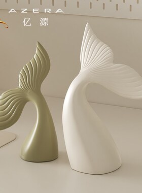 艺术摆件鱼你一起寓意好奶油风客厅酒柜电视柜高级感小众装饰品