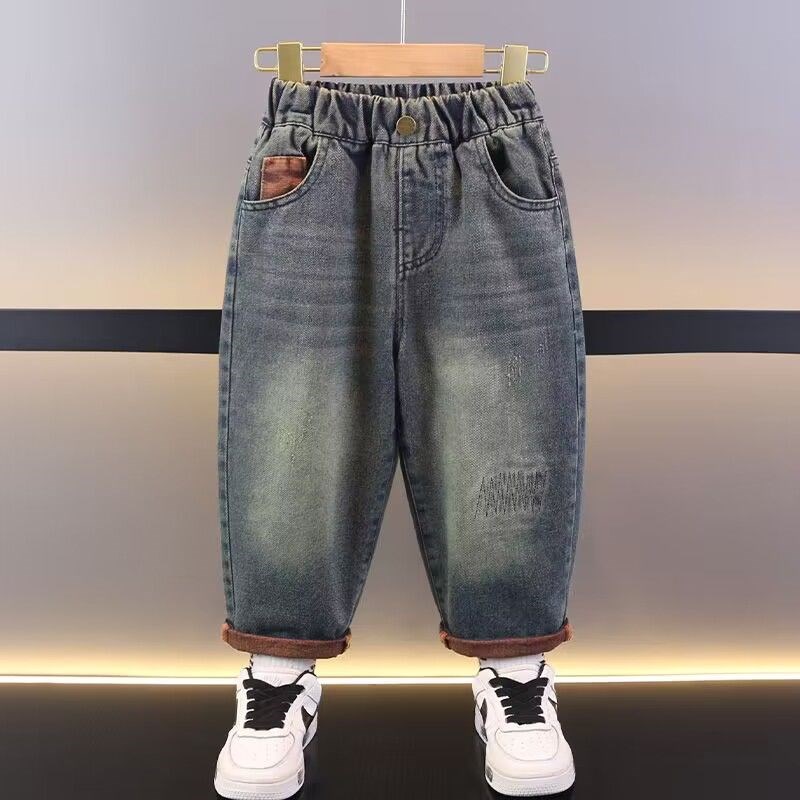 男童直筒牛仔裤春秋2024新款中小童帅气时髦潮时尚儿童裤子炸街酷
