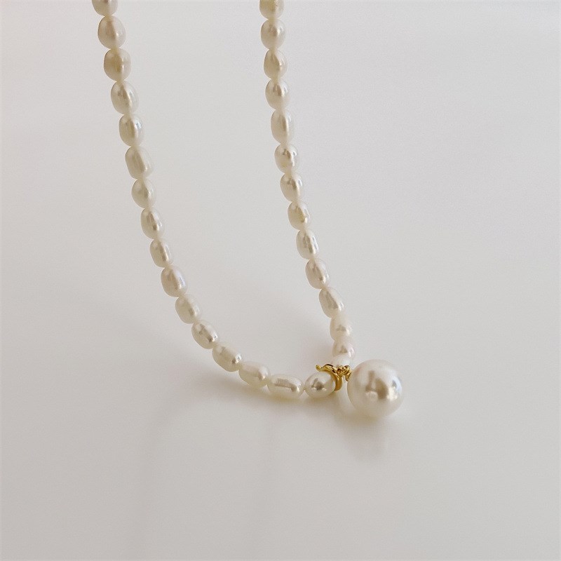 法式复古天然淡水珍珠强光项链锁骨链 宫廷风设计感简约气质颈链