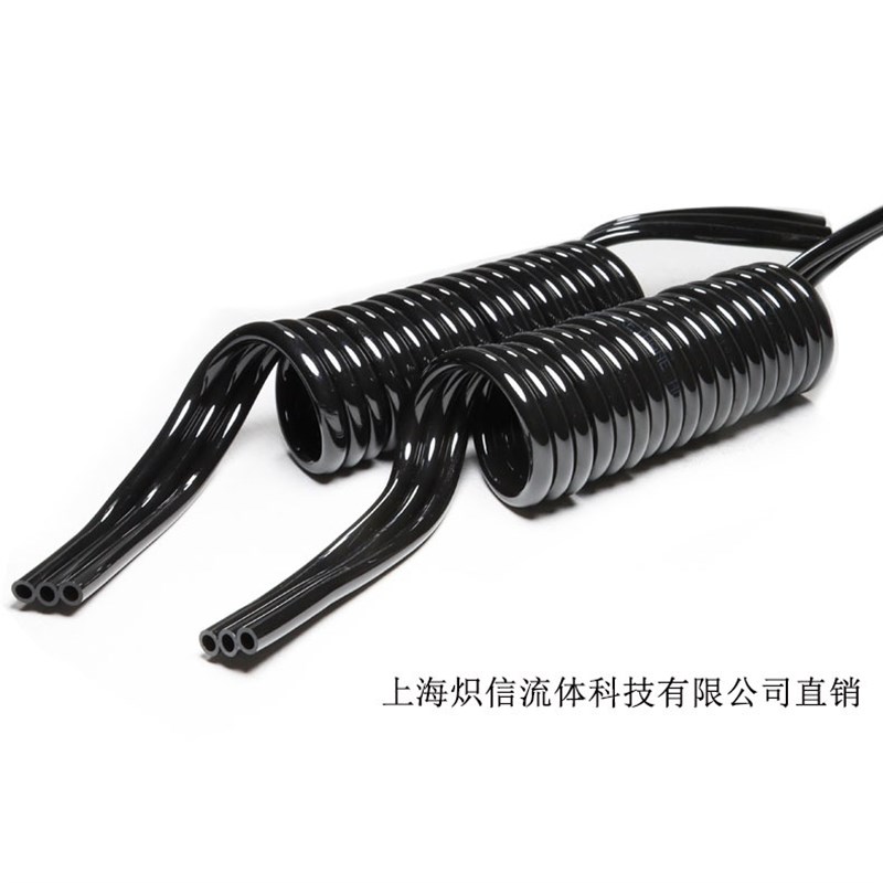 双排PU可伸缩气管6*4MM多排弹簧管 聚氨酯双排螺旋气管三排弹簧管