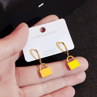 金属风钥匙锁耳环2021年新款气质夸张时尚耳钉个性设计感耳饰女