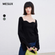 MESUX米岫不规则方领设计下摆开叉针织衫 MKSDE403