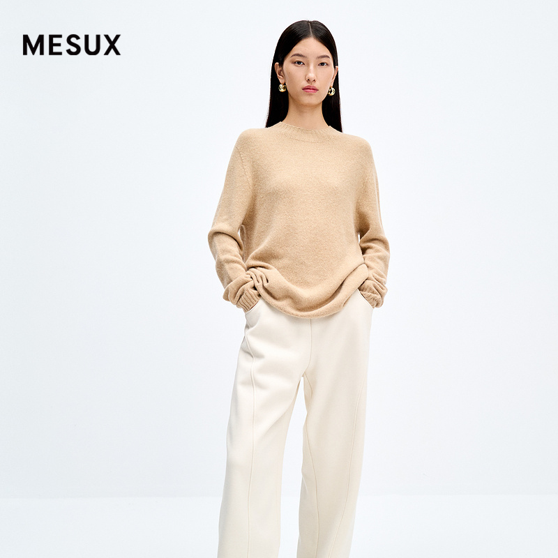 MESUX米岫牦牛绒半高领宽松IN简约毛衫针织衫毛衣女MMWUE430