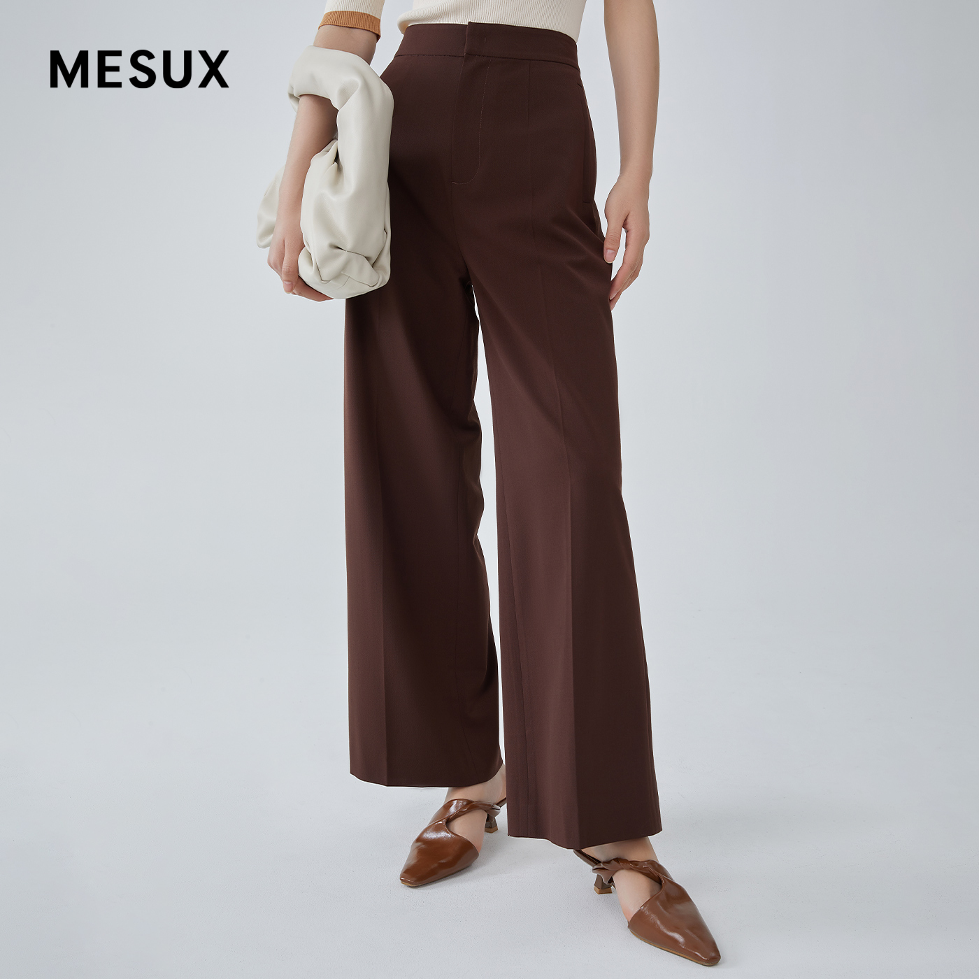 MESUX米岫秋季【日本进口面料】高腰简约小裤脚通勤长裤MKFUQ422