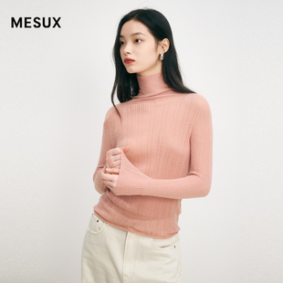 无缝打底衫 绵羊毛高领套头修身 MMWUE427 女装 MESUX米岫新品