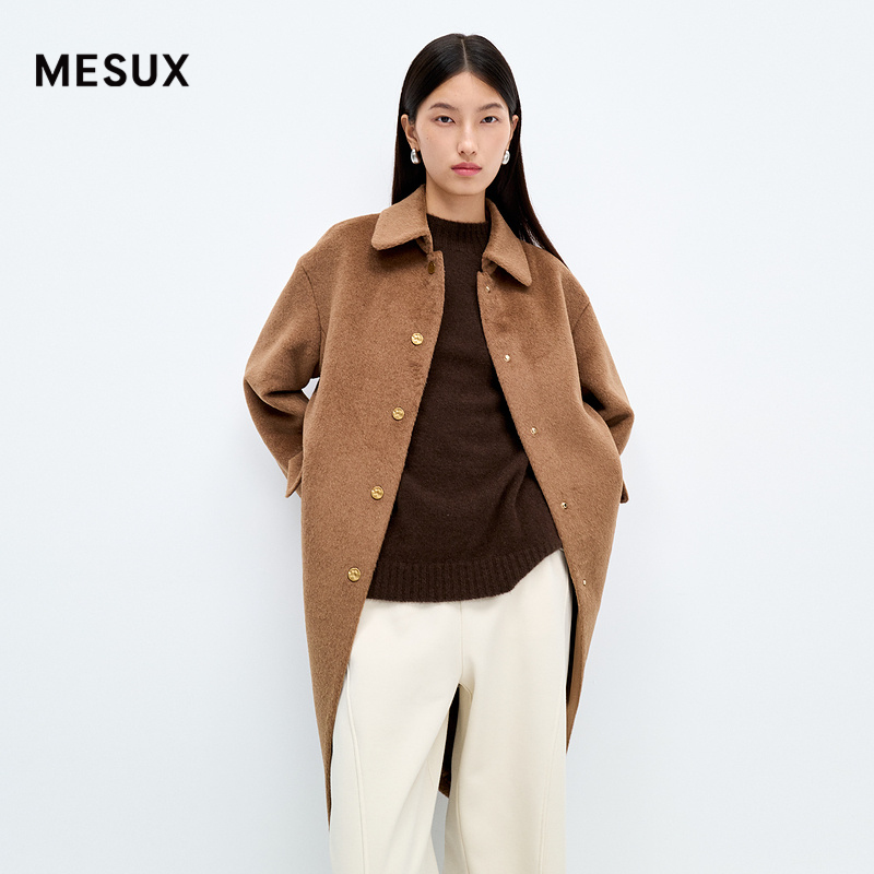 MESUX米岫羊驼毛绵羊毛复古宽松毛呢大衣外套极简风MMWUI308