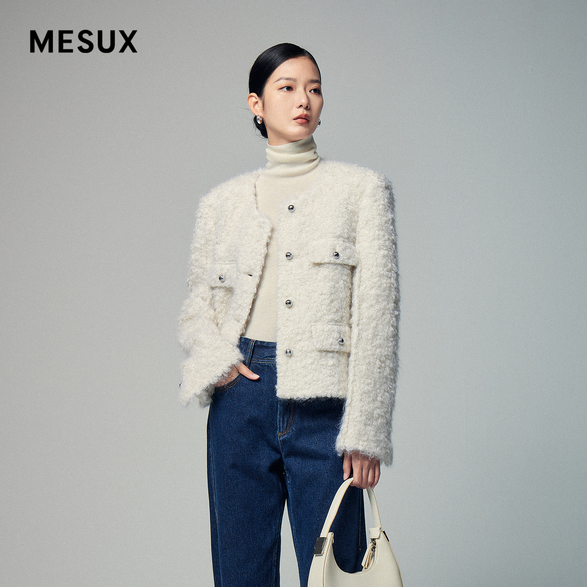 MESUX米岫冬季新品时尚设计时尚短大衣女MLWUI112