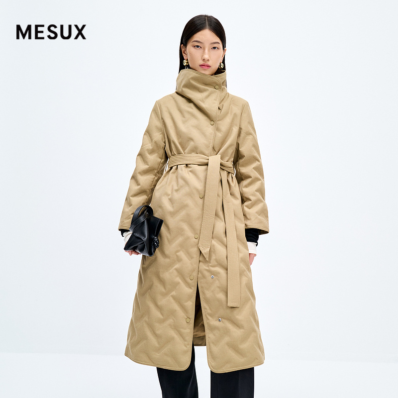 MESUX米岫90鹅绒机能风收腰多功能工装外壳长羽绒服MMWUL407