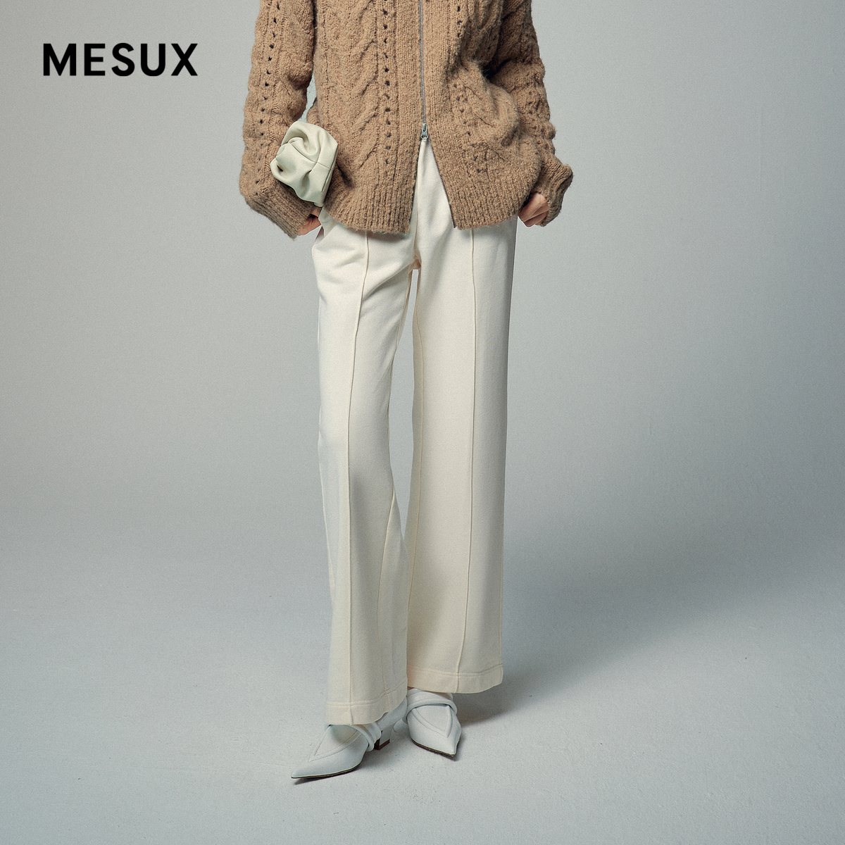 MESUX米岫时尚女装纯棉针织直筒卫裤MLWUQ