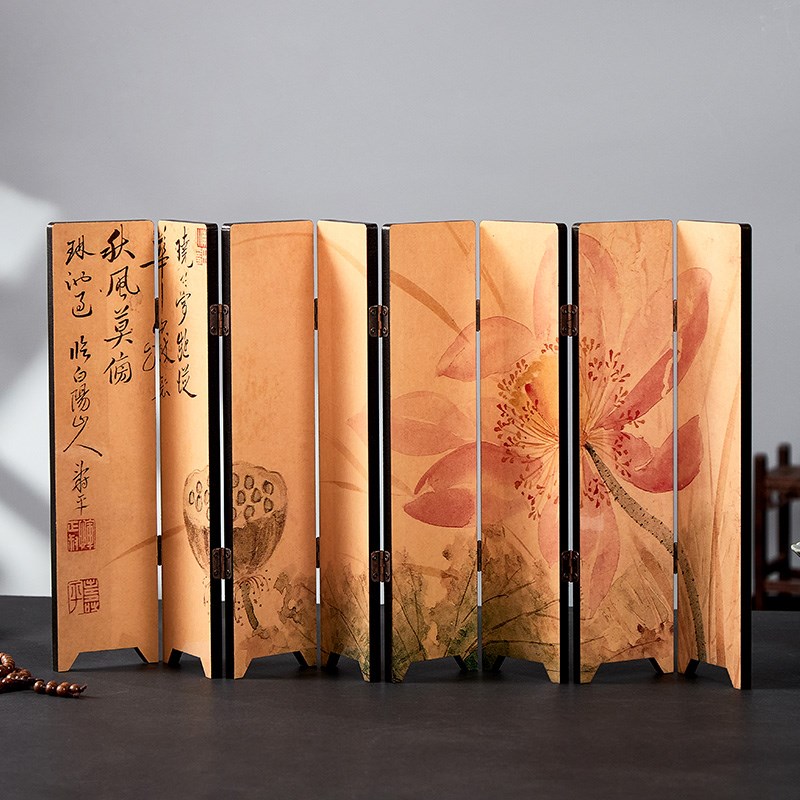 桌面屏风茶桌漆器双面屏风仿古《心经》书房文创摆件高级感礼盒装