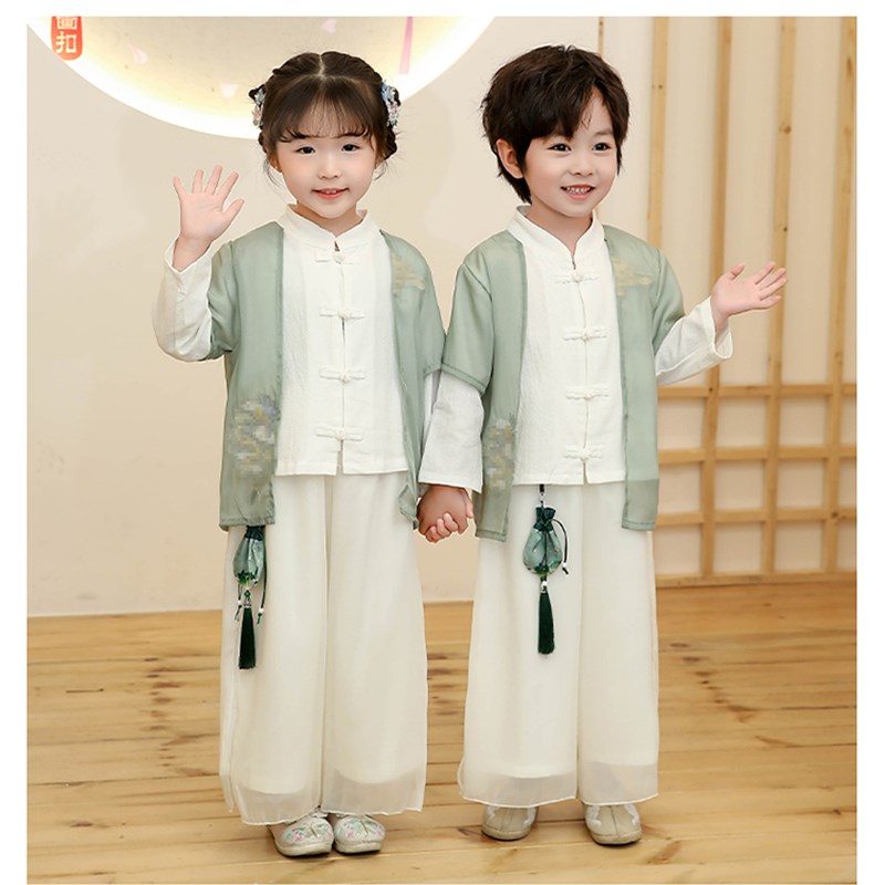 儿童汉服套装男女童合唱表演服2024薄款礼服古装中国风演出服套装
