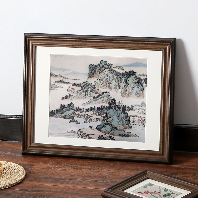 美式怀旧复古黑胡桃色相框油画框24寸摆台创意10寸照片框架外框16