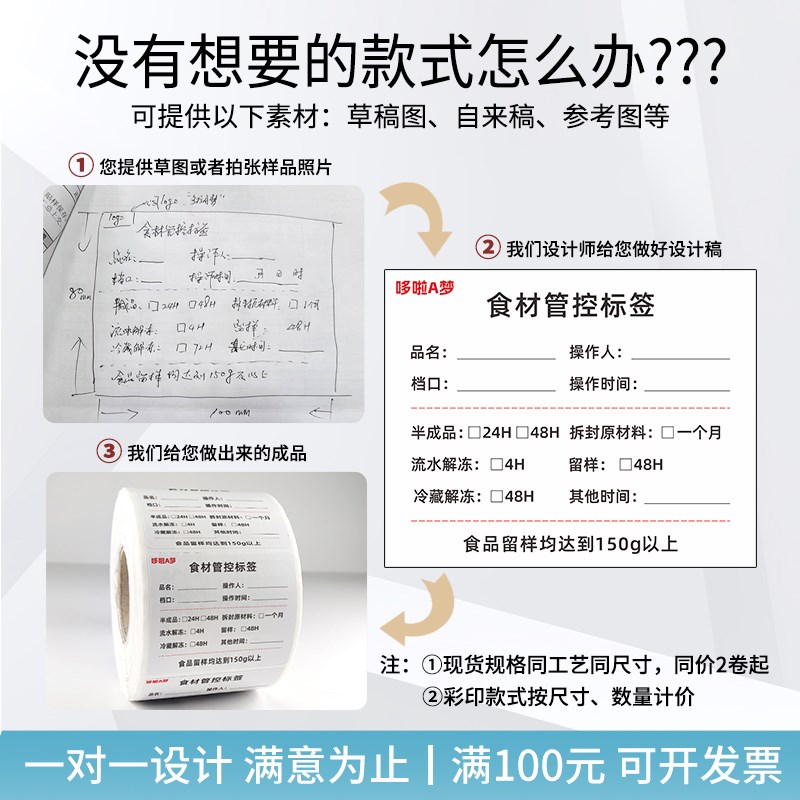 食品仓库标签有效期时间条解冻开封保质期贴纸食堂食材管控自粘贴