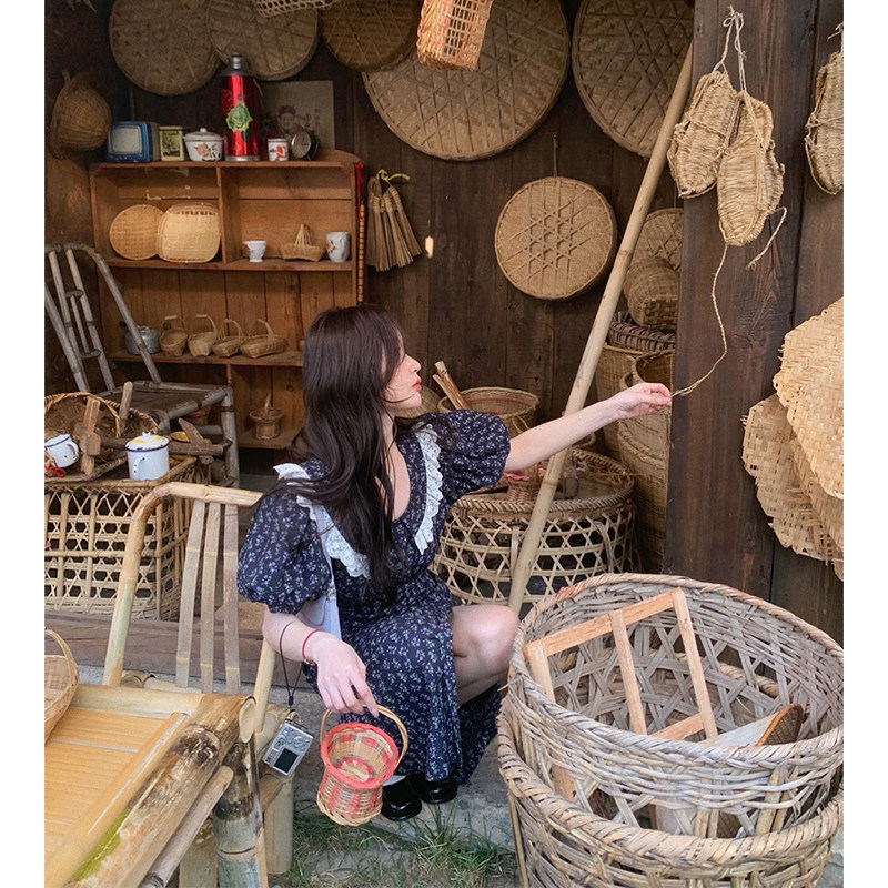 are U shop碎花连衣裙女春装2023年新款高级感小个子穿搭洋气裙子