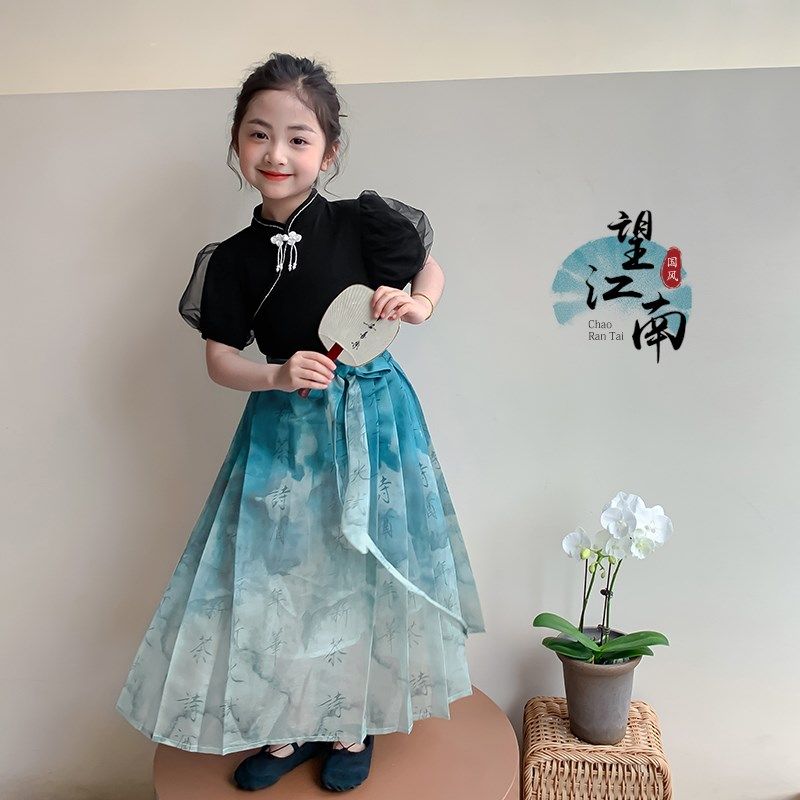 马面裙女童夏装2024新款女孩古风汉服裙子夏季新中式国风唐装套装
