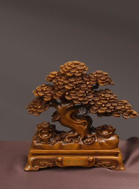 新中式摆件高端大气摇钱树客厅办公室酒柜博古架店铺发财树软装