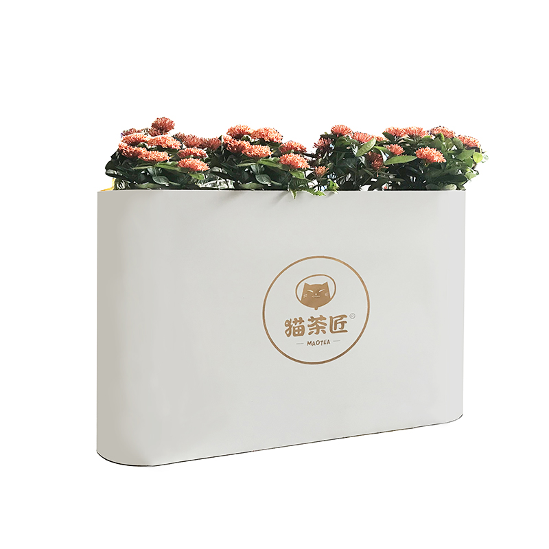 定制户外铁艺花箱椭圆形组合花坛成品不锈钢花盆商场外摆花槽花池