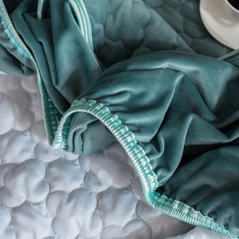 加厚珊瑚绒床笠单件毛绒面床斗笠床罩夹棉加绒床单床垫保护套防滑