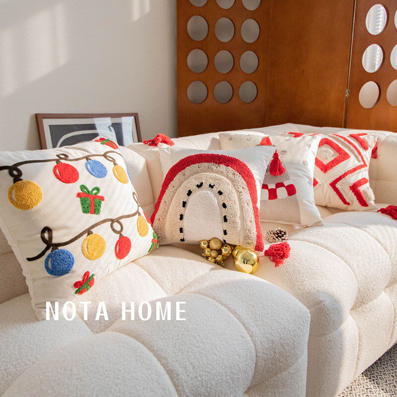 圣诞节抱枕样板间软装抱枕可爱卡通绣花枕套客厅沙发靠枕软装靠垫