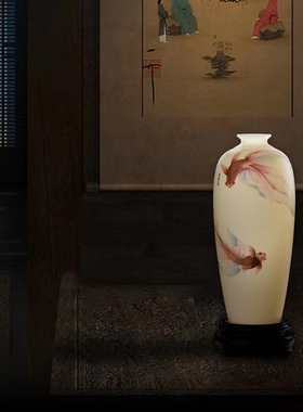 唐舍 新中式冰凝玉瓷白瓷陶瓷悠然自得花瓶客厅酒柜书房装饰摆饰